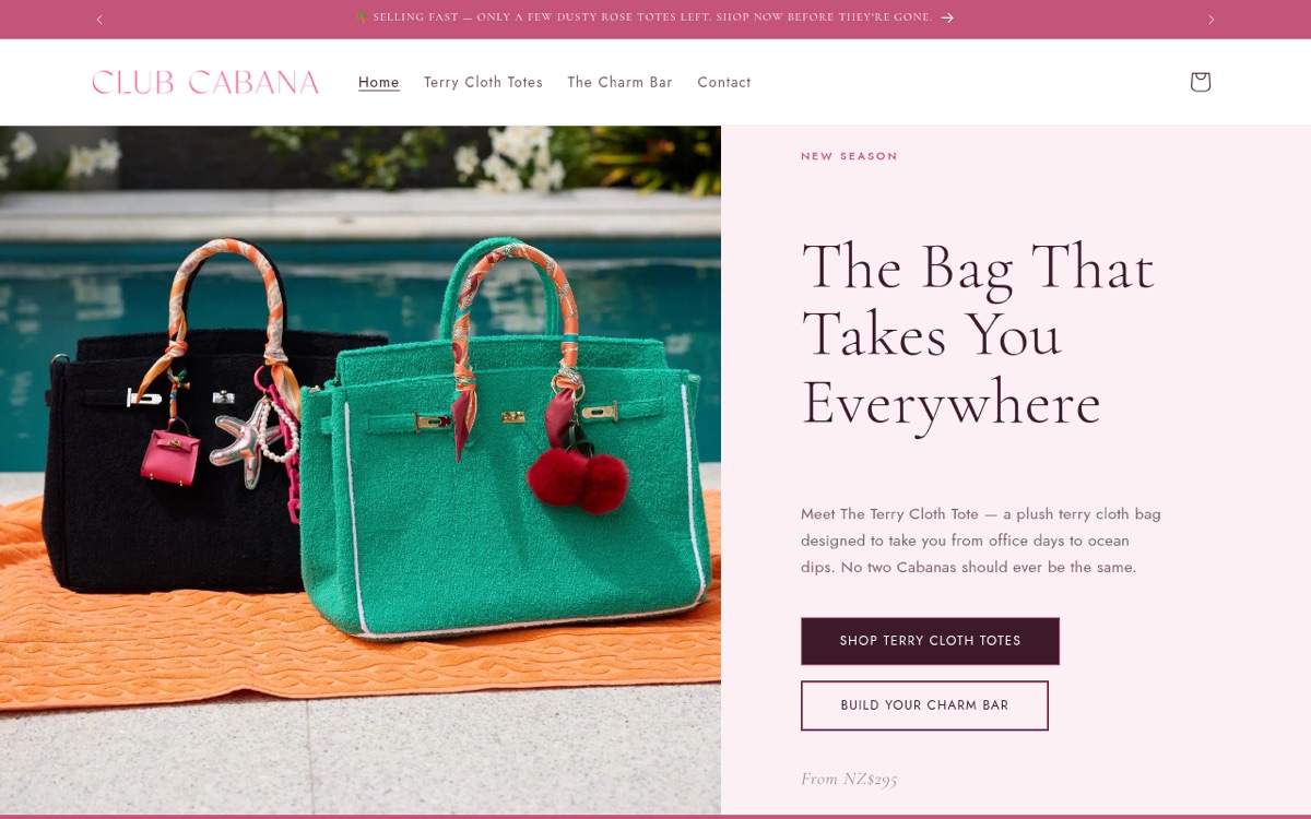 Club Cabana — custom Shopify store hero